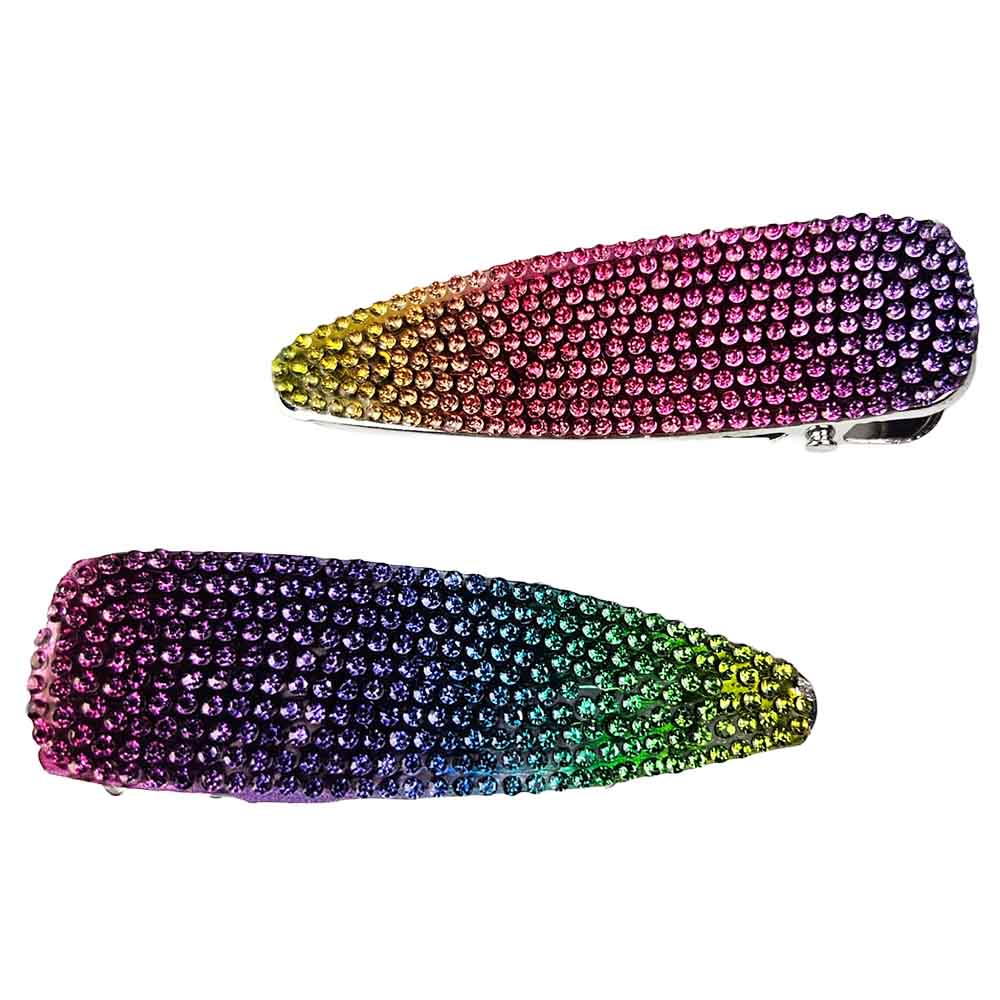 Attitude Hair Dye - Rainbow Stone Covered Concord set of 2 Hair clip - Rainbow